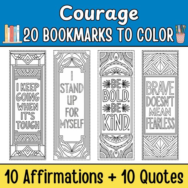 Courage Bookmarks to Color — cover preview
