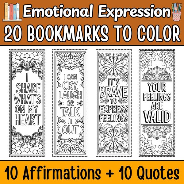 Emotional Expression Bookmarks to Color — cover preview