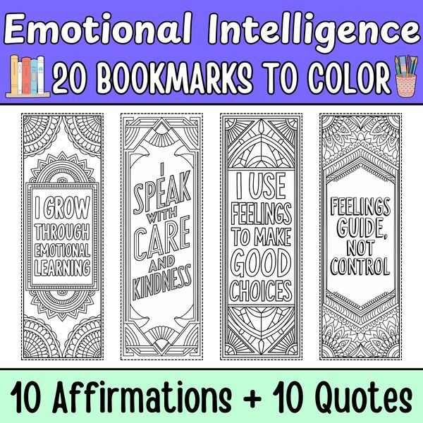 Emotional Intelligence Bookmarks to Color — cover preview