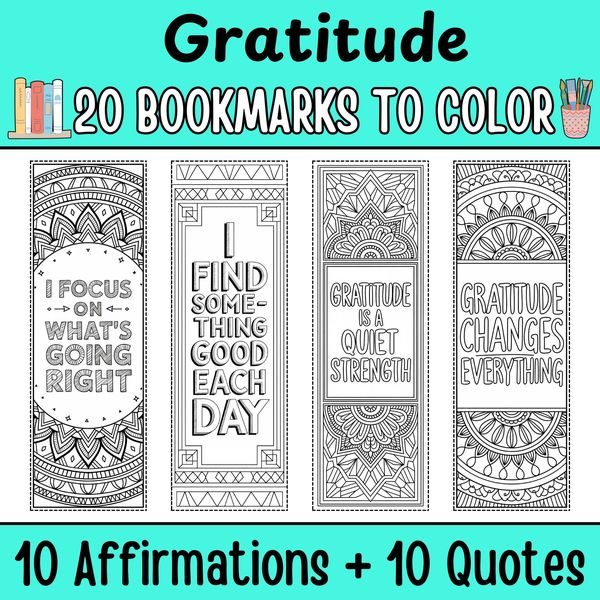 Gratitude Bookmarks to Color — cover preview