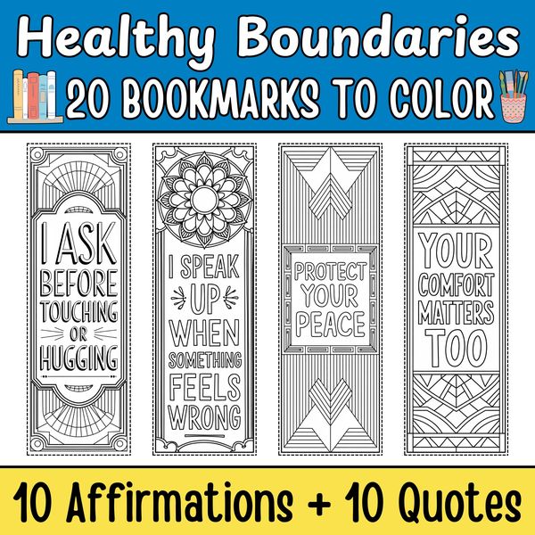 Healthy Boundaries Bookmarks to Color — cover preview