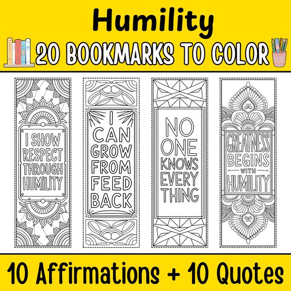 Humility Bookmarks to Color — cover preview