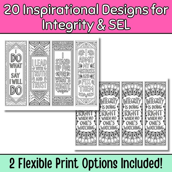 Integrity Bookmarks to Color — cover preview