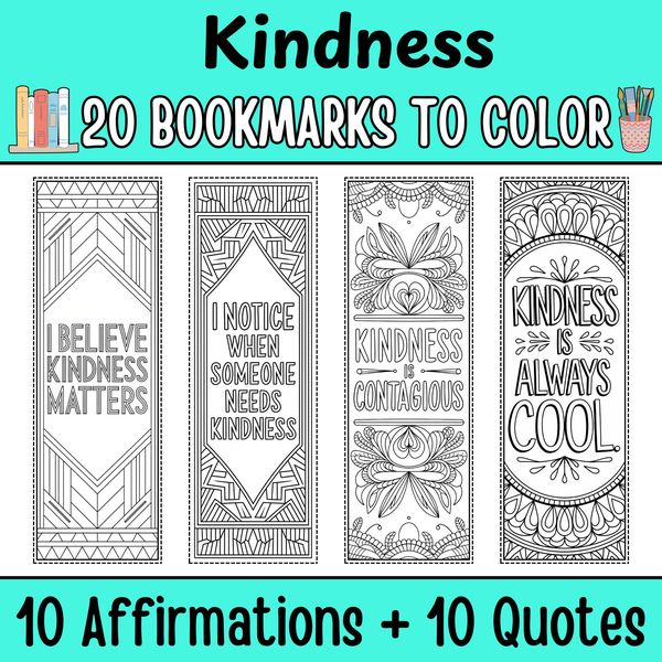 Kindness Bookmarks to Color — cover preview