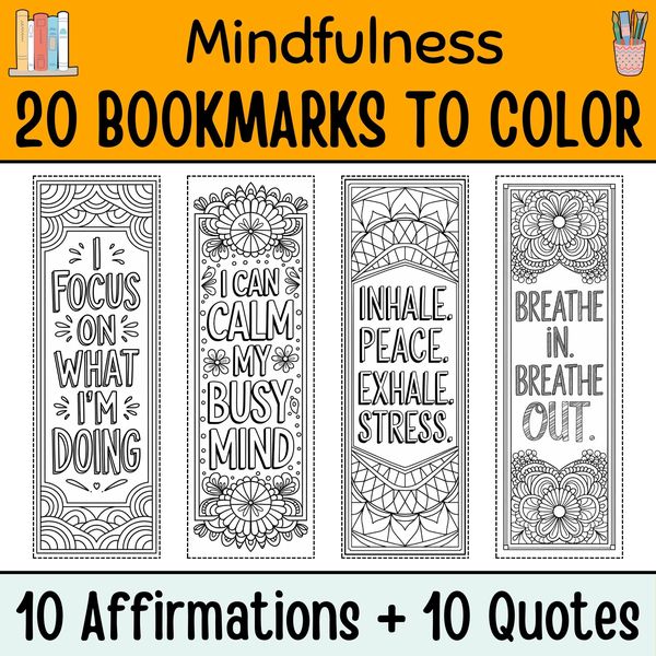 Mindfulness Bookmarks to Color — cover preview