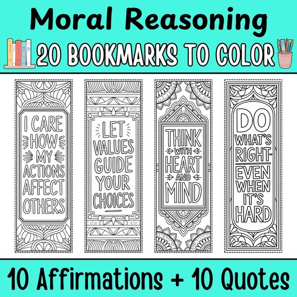 Moral Reasoning Bookmarks to Color — cover preview