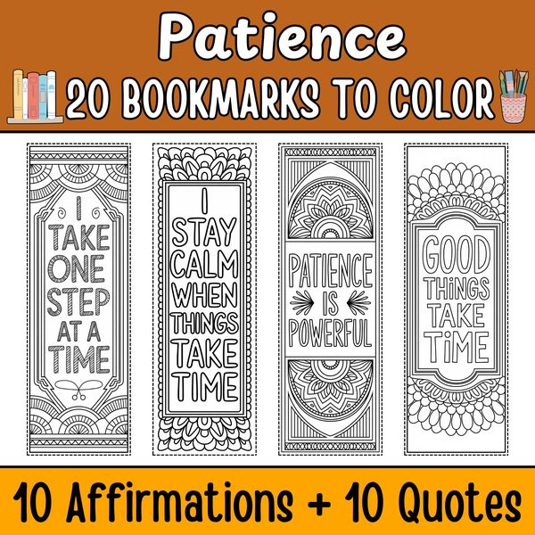 Patience Bookmarks to Color — cover preview