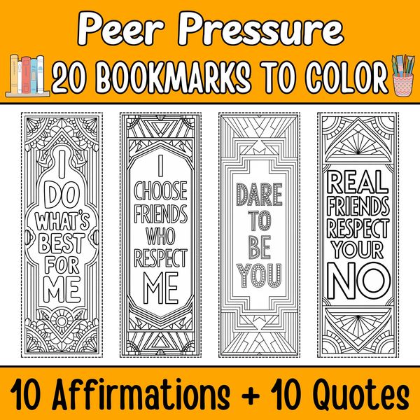 Peer Pressure Bookmarks to Color — cover preview