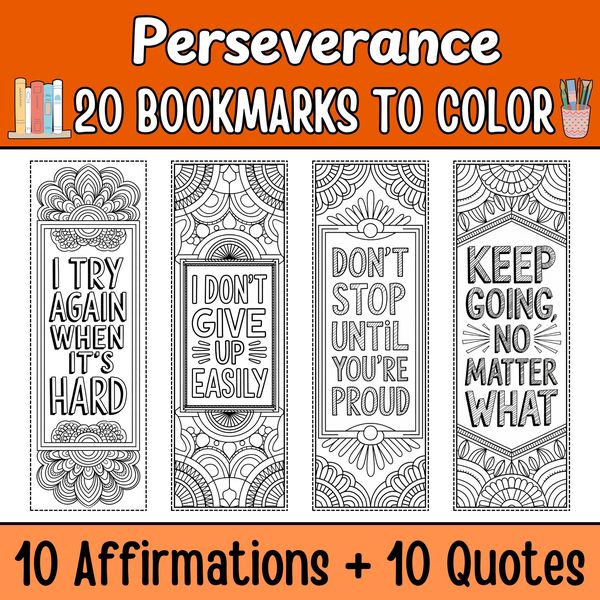 Perseverance Bookmarks to Color — cover preview