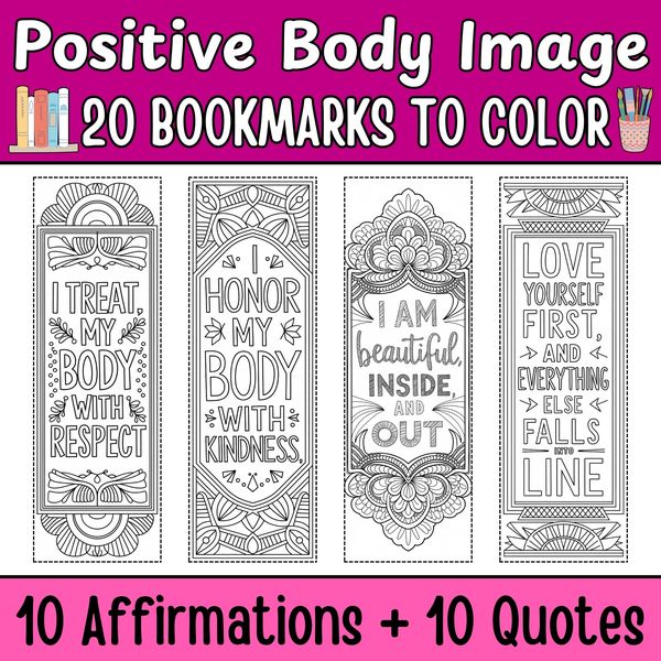 Positive Body Image Bookmarks to Color — cover preview
