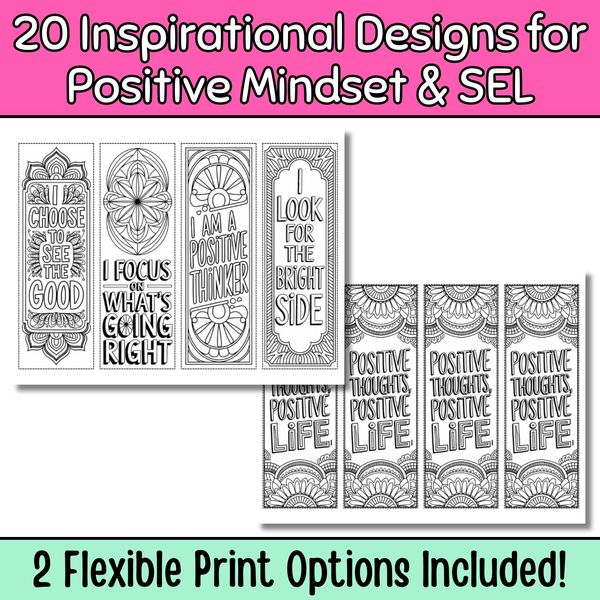 Positive Mindset Bookmarks to Color — cover preview