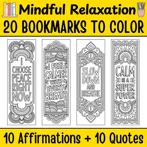 Relaxation Techniques Bookmarks to Color — cover preview
