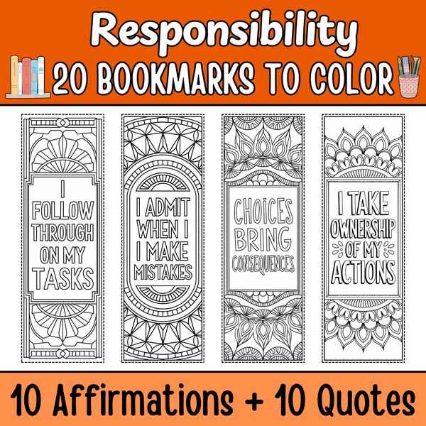 Responsibility Bookmarks to Color — cover preview