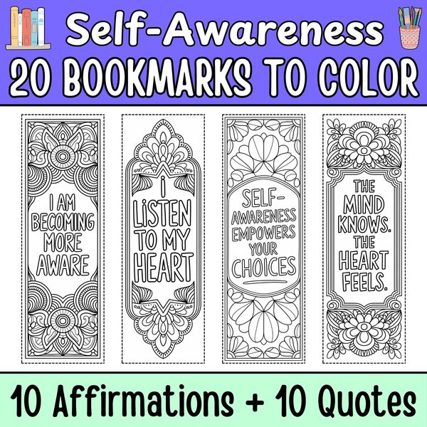 Self-Awareness Bookmarks to Color — cover preview