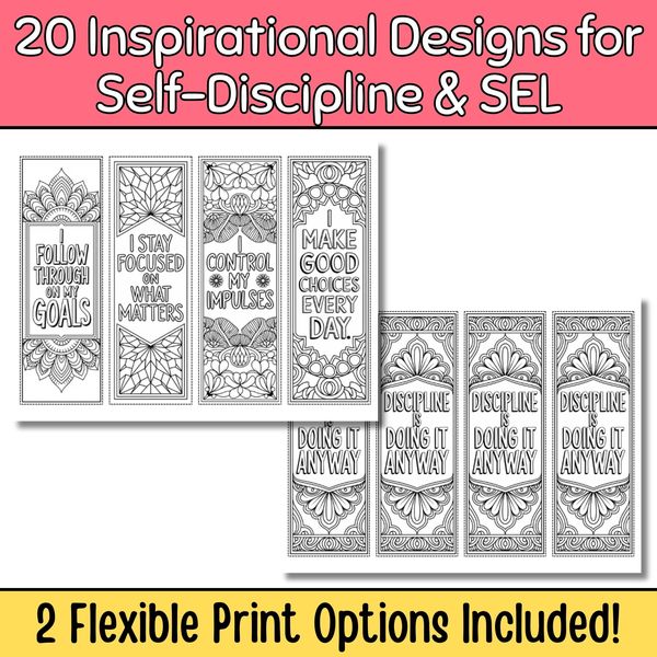 Self-Discipline Bookmarks to Color — cover preview