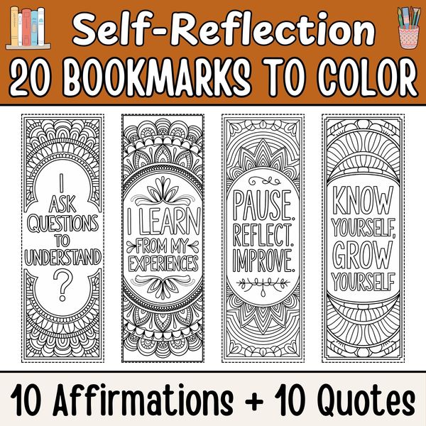 Self-Reflection Bookmarks to Color — cover preview