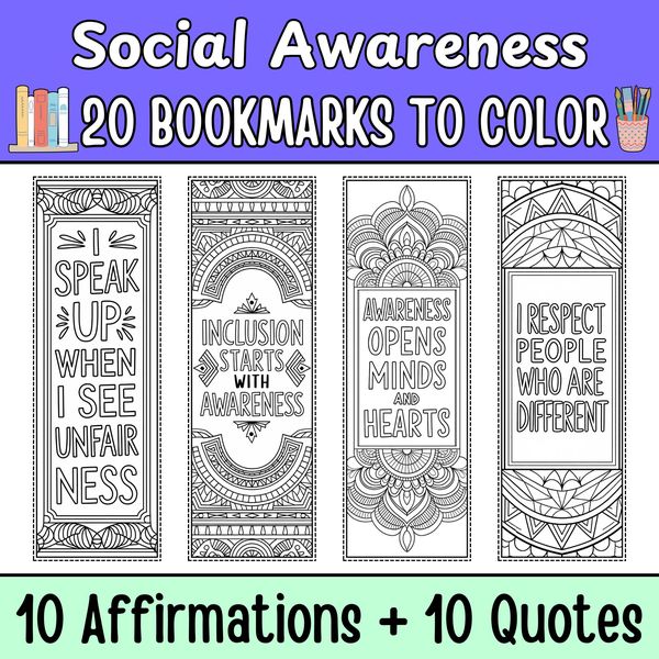 Social Awareness Bookmarks to Color — cover preview
