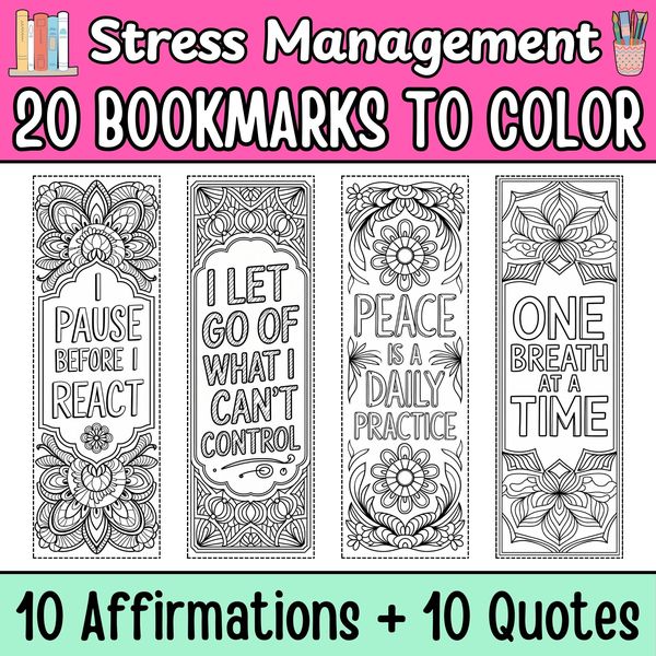 Stress Management Bookmarks to Color — cover preview