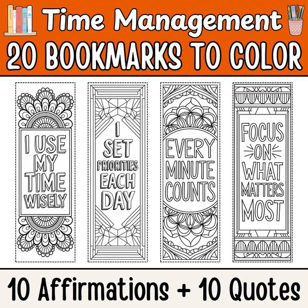 Time Management Bookmarks to Color — cover preview