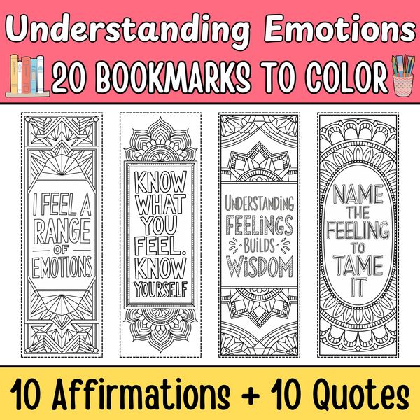 Understanding Emotions Bookmarks to Color — cover preview
