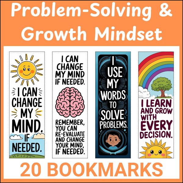 Problem-Solving and Growth Mindset Bookmarks — cover preview