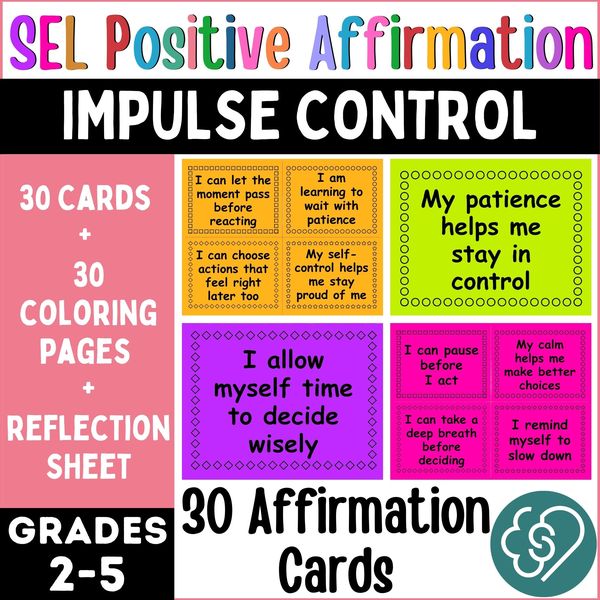 Impulse Control Affirmation Cards — cover preview