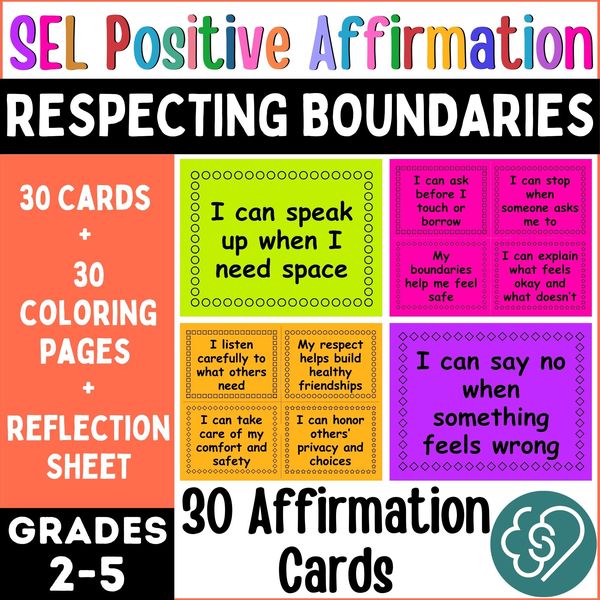 Respecting Boundaries Affirmation Cards — cover preview