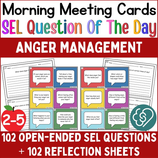 Anger Management Conversation Cards — Morning Meeting Questions — cover preview