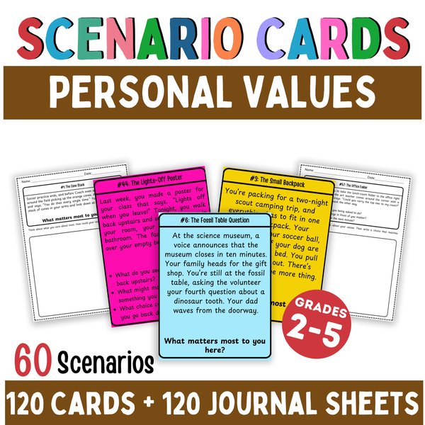 Personal Values Scenario Cards — Printable & Digital — cover preview