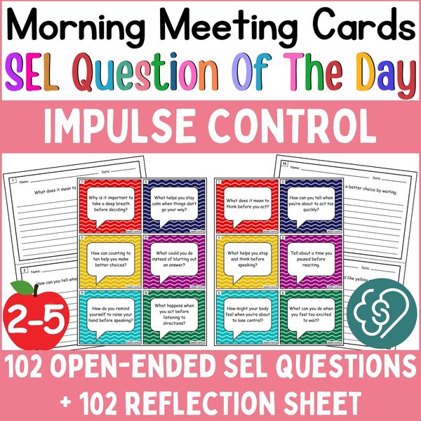 Impulse Control Conversation Cards — Morning Meeting Questions — cover preview
