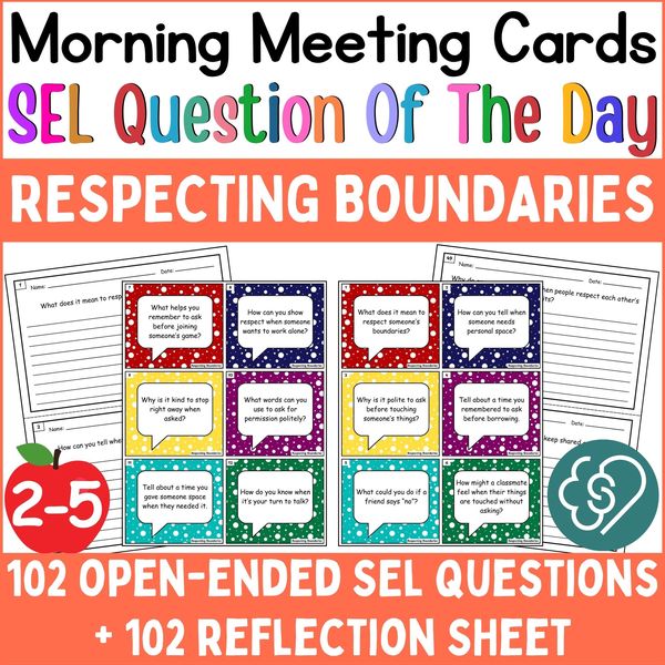 Respecting Boundaries Conversation Cards — Morning Meeting Questions — cover preview