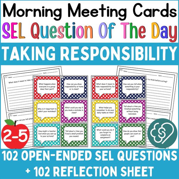 Taking Responsibility Conversation Cards — Morning Meeting Questions — cover preview