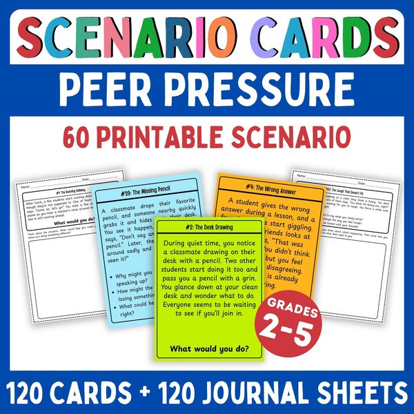 Peer Pressure Scenario Cards — Printable & Digital — cover preview