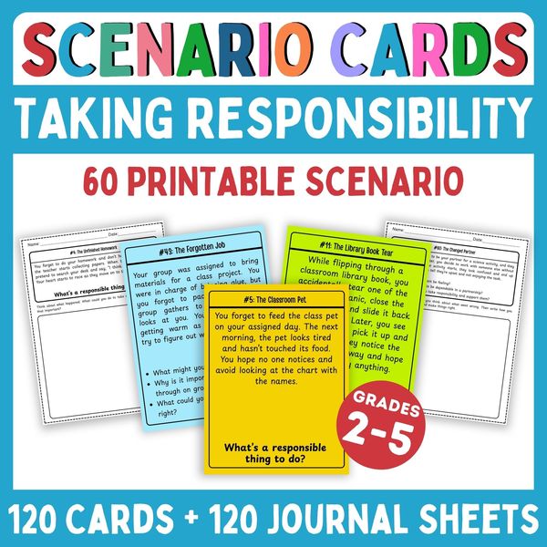Taking Responsibility Scenario Cards — Printable & Digital — cover preview