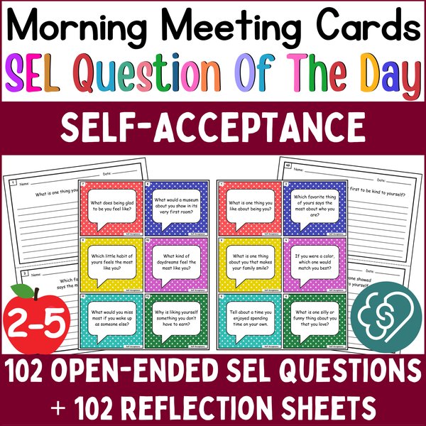 Self-Acceptance Conversation Cards — Morning Meeting Questions — cover preview
