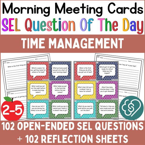 Time Management Conversation Cards — Morning Meeting Questions — cover preview