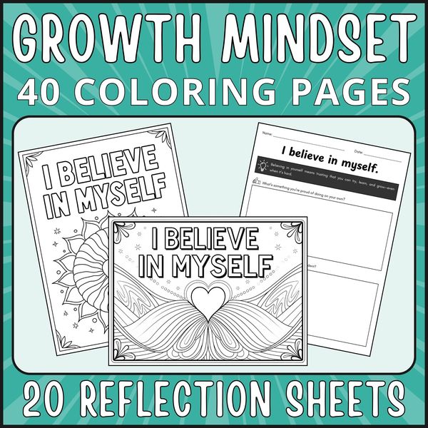 Affirmations Volume 1 — Growth Mindset Coloring Pages — cover preview