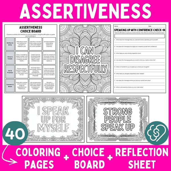 Assertiveness Coloring Pages — Affirmations and Quotes — cover preview
