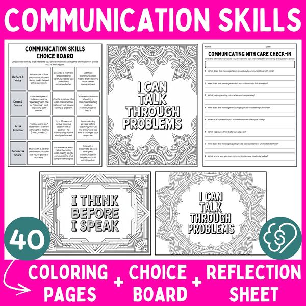 Communication Skills Coloring Pages — Affirmations and Quotes — cover preview