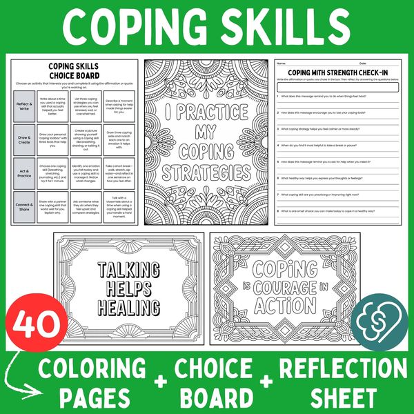 Coping Skills Coloring Pages — Affirmations and Quotes — cover preview