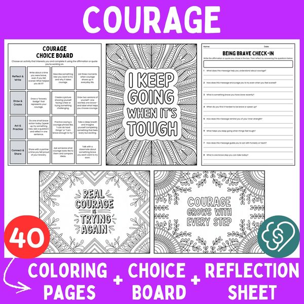 Courage Coloring Pages — Affirmations and Quotes — cover preview