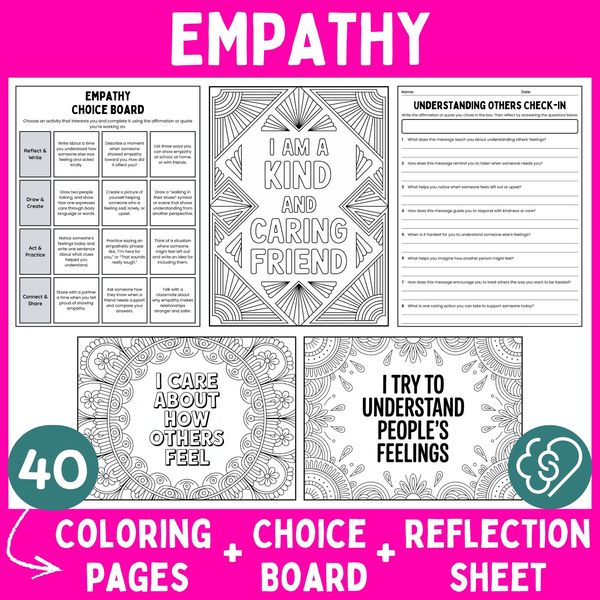 Empathy Coloring Pages — Affirmations and Quotes — cover preview