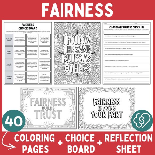 Fairness Coloring Pages — Affirmations and Quotes — cover preview