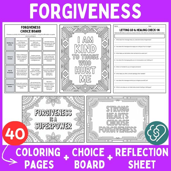 Forgiveness Coloring Pages — Affirmations and Quotes — cover preview