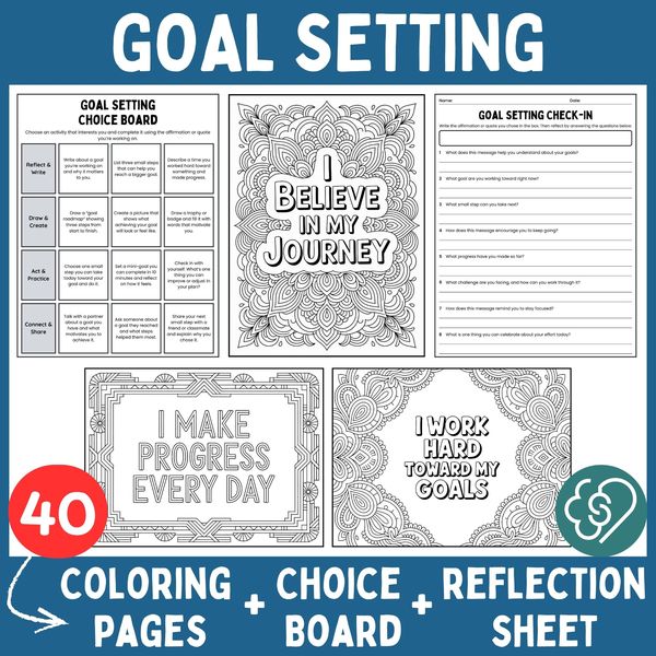 Goal Setting Coloring Pages — Affirmations and Quotes — cover preview