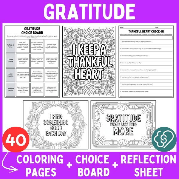 Gratitude Coloring Pages — Affirmations and Quotes — cover preview