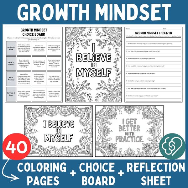 Growth Mindset Coloring Pages — Affirmations and Quotes — cover preview