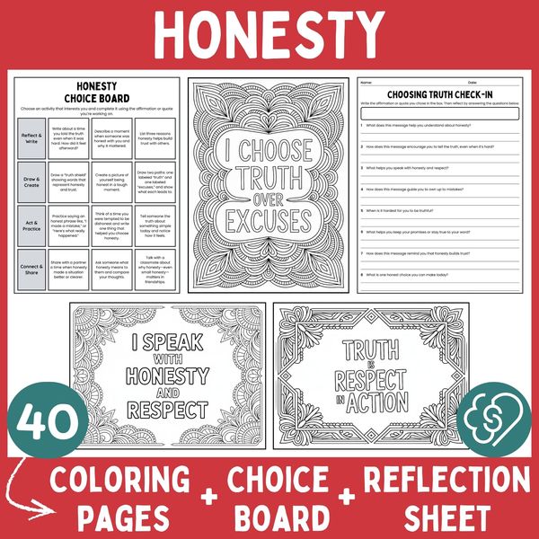 Honesty Coloring Pages — Affirmations and Quotes — cover preview