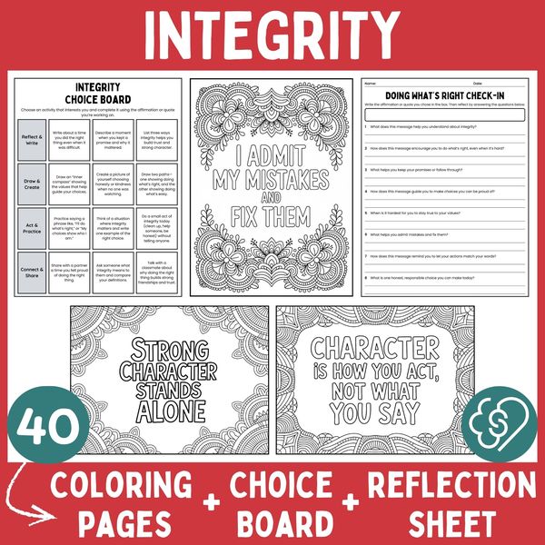 Integrity Coloring Pages — Affirmations and Quotes — cover preview