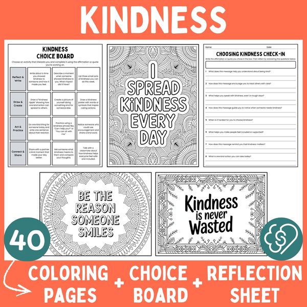 Kindness Coloring Pages — Affirmations and Quotes — cover preview